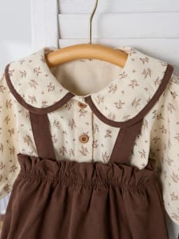 New Baby Korean-Style Stylish Outfit Set-Baby Doll Shirt with Floral Pattern, Back Strap Bag, Diaper Set, Complete Two-Piece Set
