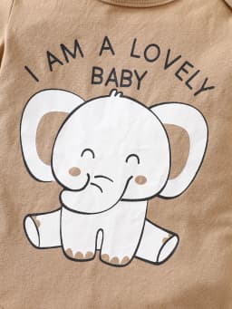 Four-Piece Set for Newborn Boys, Autumn and Winter Season Casual Cute Style, Lively Elephant Print Unisex Romper Four-Piece Set