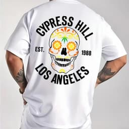 Los Angeles 1988 Sugar Skull Pattern Men's Pure Cotton T-shirt Hip Hop Street Top