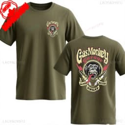 Amazing New Gas Monkeys Garage Summer Casual Cotton Short-sleev Essential Double-sided Gas Monkeys Garage Male Cotton T Shirt