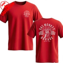 Amazing New Gas Monkeys Garage Summer Casual Cotton Short-sleev Essential Double-sided Gas Monkeys Garage Male Cotton T Shirt