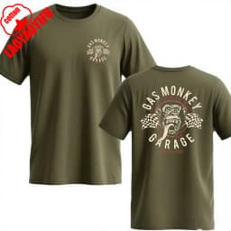 Amazing New Gas Monkeys Garage Summer Casual Cotton Short-sleev Essential Double-sided Gas Monkeys Garage Male Cotton T Shirt