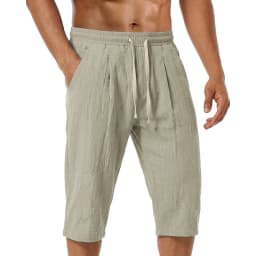 summer Men's Linen shorts pants Solid Color Casual Pants for Men Sport Breathable Baggy Pant Beach Lightweight Cotton Trousers