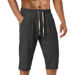 summer Men's Linen shorts pants Solid Color Casual Pants for Men Sport Breathable Baggy Pant Beach Lightweight Cotton Trousers