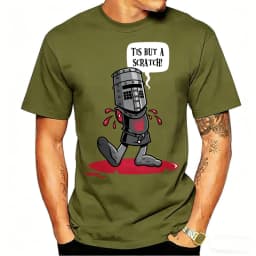 Monty Python Black Knight T-Shirt Men 'Tis But A Scratch Funny Graphic Tee Casual Cotton Short Sleeve Top British Comedy Gift
