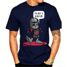 Monty Python Black Knight T-Shirt Men 'Tis But A Scratch Funny Graphic Tee Casual Cotton Short Sleeve Top British Comedy Gift