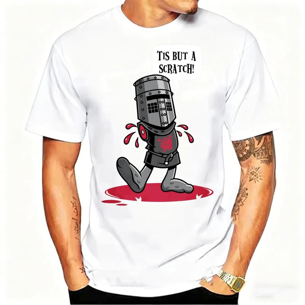 Monty Python Black Knight T-Shirt Men 'Tis But A Scratch Funny Graphic Tee Casual Cotton Short Sleeve Top British Comedy Gift