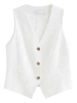 FSLE Old Money Style V-neck Vest for Women Summer 2026 New Style Hemp Skirt Sets Vintage Streetwear Simple