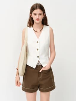 FSLE Old Money Style V-neck Vest for Women Summer 2026 New Style Hemp Skirt Sets Vintage Streetwear Simple