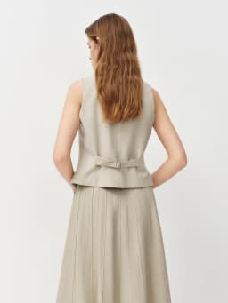 FSLE Old Money Style V-neck Vest for Women Summer 2026 New Style Hemp Skirt Sets Vintage Streetwear Simple