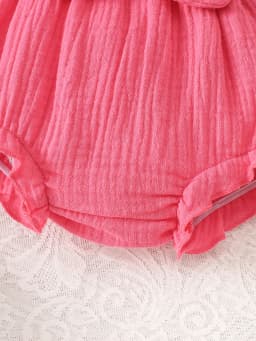 Baby Girl Bow-Knot Suspender Top with Ruffles + Bow-Knot Shorts Set, Cute and Breathable Two-Piece Summer Set