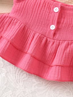 Baby Girl Bow-Knot Suspender Top with Ruffles + Bow-Knot Shorts Set, Cute and Breathable Two-Piece Summer Set