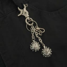 Punk Cyber Spike Ball Keychain, Metal Matching Accessory, Waist & Bag Charm, Hip-Hop Street Style