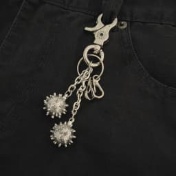 Punk Cyber Spike Ball Keychain, Metal Matching Accessory, Waist & Bag Charm, Hip-Hop Street Style