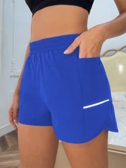 Women's New Shorts with Mobile Phone Pocket, Elastic Waist, Sports Belt, Reflective Strips, Casual Fashion Sports Shorts