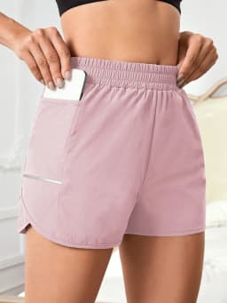 Women's New Shorts with Mobile Phone Pocket, Elastic Waist, Sports Belt, Reflective Strips, Casual Fashion Sports Shorts