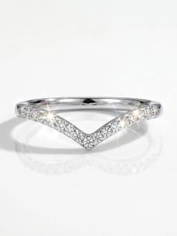 925 Sterling Silver Fashionable Elegant Real Moissanite Diamond V-Shaped Shining Rings For Women Engagement Wedding Jewelry