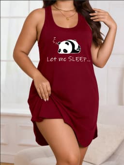 Women's Sleeveless Panda Print Dress - Lightweight Stretch Round-Neck Casual Summer Wear, Machine Washable