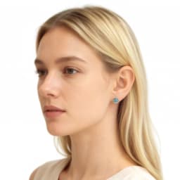 Round Turquoise Ethno Studs Earrings Pure 925 Sterling Silver Vintage Jewerly Gift For Women Men