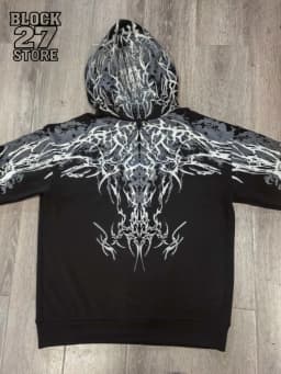 Mens Hoodie Harajuku Y2K Streetwear Lightning Graphic Print Zip Up Hooded Sweatshirt Gothic Punk Loose Fit Glow Unisex Fashion