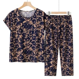 Casual Ice Silk Suit Loose Large Size Suit Short-sleeved Top Loose Two-piece Suit Plus Size Summer Outfits Pijamas Feminino