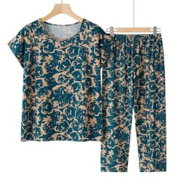 Casual Ice Silk Suit Loose Large Size Suit Short-sleeved Top Loose Two-piece Suit Plus Size Summer Outfits Pijamas Feminino