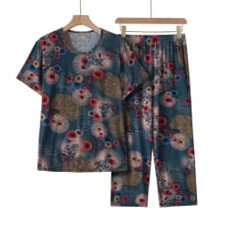 Casual Ice Silk Suit Loose Large Size Suit Short-sleeved Top Loose Two-piece Suit Plus Size Summer Outfits Pijamas Feminino