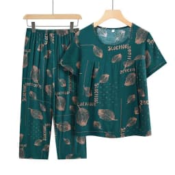 Casual Ice Silk Suit Loose Large Size Suit Short-sleeved Top Loose Two-piece Suit Plus Size Summer Outfits Pijamas Feminino