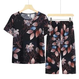 Casual Ice Silk Suit Loose Large Size Suit Short-sleeved Top Loose Two-piece Suit Plus Size Summer Outfits Pijamas Feminino