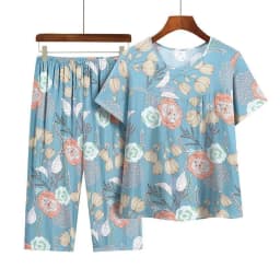 Casual Ice Silk Suit Loose Large Size Suit Short-sleeved Top Loose Two-piece Suit Plus Size Summer Outfits Pijamas Feminino