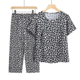 Casual Ice Silk Suit Loose Large Size Suit Short-sleeved Top Loose Two-piece Suit Plus Size Summer Outfits Pijamas Feminino