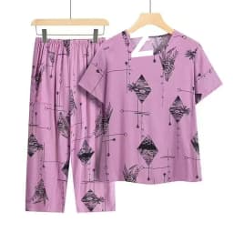 Casual Ice Silk Suit Loose Large Size Suit Short-sleeved Top Loose Two-piece Suit Plus Size Summer Outfits Pijamas Feminino