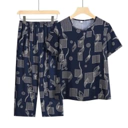 Casual Ice Silk Suit Loose Large Size Suit Short-sleeved Top Loose Two-piece Suit Plus Size Summer Outfits Pijamas Feminino