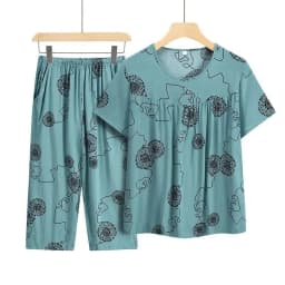 Casual Ice Silk Suit Loose Large Size Suit Short-sleeved Top Loose Two-piece Suit Plus Size Summer Outfits Pijamas Feminino