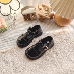 Spring Girl's Leather Shoes Sewing Hook-loop Daily Chic Kid's Flat Shoe Black Brown Anti-slip Glossy School Children Shoes 7-12Y