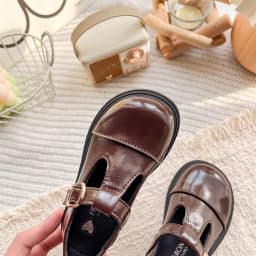 Spring Girl's Leather Shoes Sewing Hook-loop Daily Chic Kid's Flat Shoe Black Brown Anti-slip Glossy School Children Shoes 7-12Y