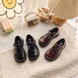 Spring Girl's Leather Shoes Sewing Hook-loop Daily Chic Kid's Flat Shoe Black Brown Anti-slip Glossy School Children Shoes 7-12Y
