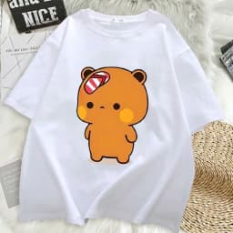 Couple Bubu Is Throwing Flip-flops At Dudu Tshirt Dudu Was Threw Flip-flops By Bubu Since He Teases Bubu Tee Tops Playful Design