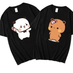 Couple Bubu Is Throwing Flip-flops At Dudu Tshirt Dudu Was Threw Flip-flops By Bubu Since He Teases Bubu Tee Tops Playful Design