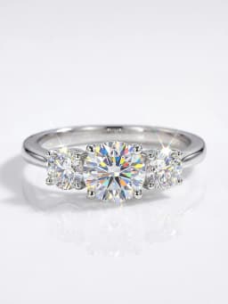 925 Sterling Silver Brilliant 1CT Shiny Round Moissanite Diamond Rings For Women Original Luxury Wedding Fine Jewelry