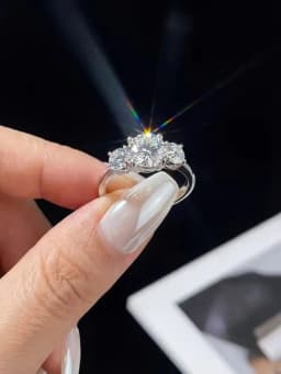 925 Sterling Silver Brilliant 1CT Shiny Round Moissanite Diamond Rings For Women Original Luxury Wedding Fine Jewelry
