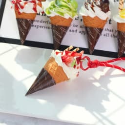 Cute 3D Simulation Food Ice Cream Egg Tart Keychain Resin Charms Bag Accessories Car Key Ring for Women Jewelry Party Gifts