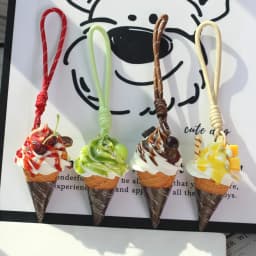 Cute 3D Simulation Food Ice Cream Egg Tart Keychain Resin Charms Bag Accessories Car Key Ring for Women Jewelry Party Gifts