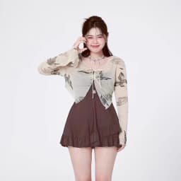 New Plus Size Swimsuit for Women Conservative and Slightly Chubby Butterfly Style Popular Slimming Swimsuit Fashion Long Sleeved