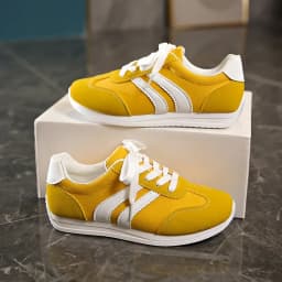 Large Size Sport Shoes Women's Casual All Match Spring Autumn Flat Bottom Yellow Blue Style Comfortable Running Shoes
