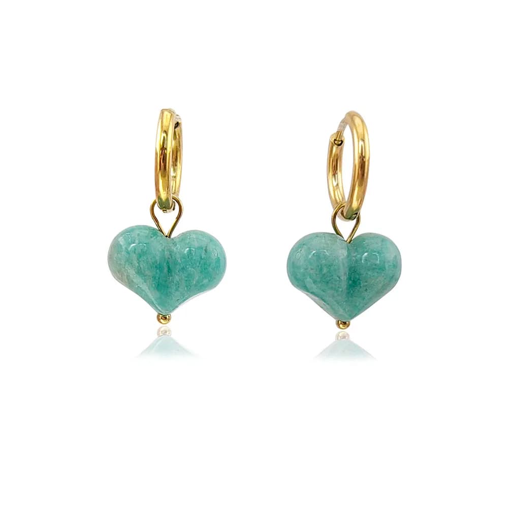HUIDANG 2026 New In Heart Earring Ohrringe Woman Hoop Earring 316 Stainless Steel With Natural Stone