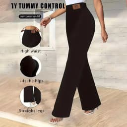 Women's Solid Color Straight Leg Pants Slim Fit Butt Lifting Wide Leg Trouser High Waist Casual Straight Office Wear All Seasons
