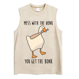Washed Funny Goose Tank Tops Mess with The Honk You Get The Bonk Graphic T Shirts Vintage Unisex Loose Cotton Sleeveless Vests