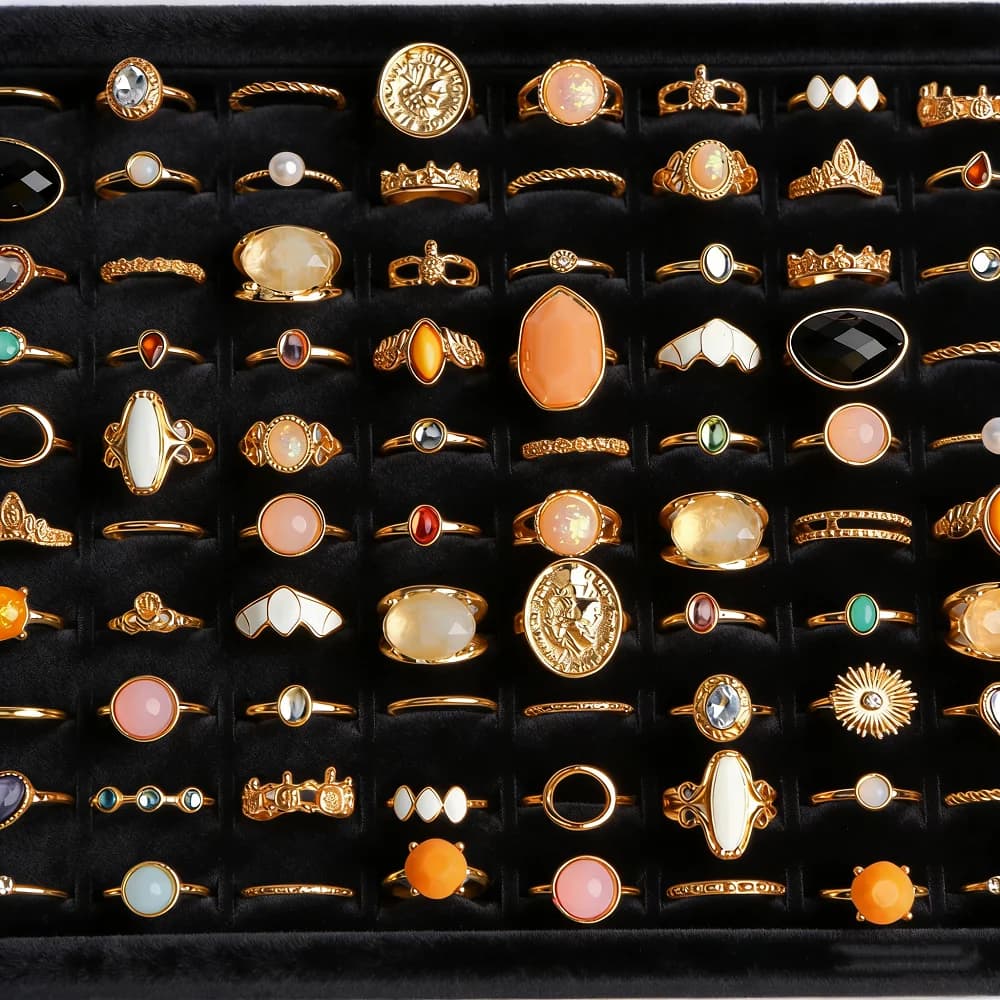 30/50/100Pcs Fashion Retro Women Rings Bohemian Unique Hollow Design Mix Style Daily Wear Anniversaries Jewelry Gift Accessories