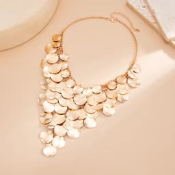 DIEZI Exaggerated New Gold Color Round Tassel Choker Necklace For Women Men Punk Vintage Fashion Metal Geometric Jewelry